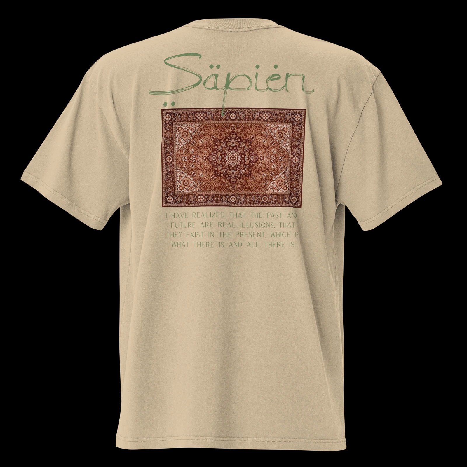 Alan Watts Tee, Faded Khaki, print detail