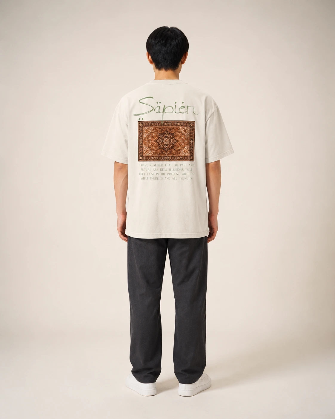 Alan Watts Tee, Faded Bone, worn, back