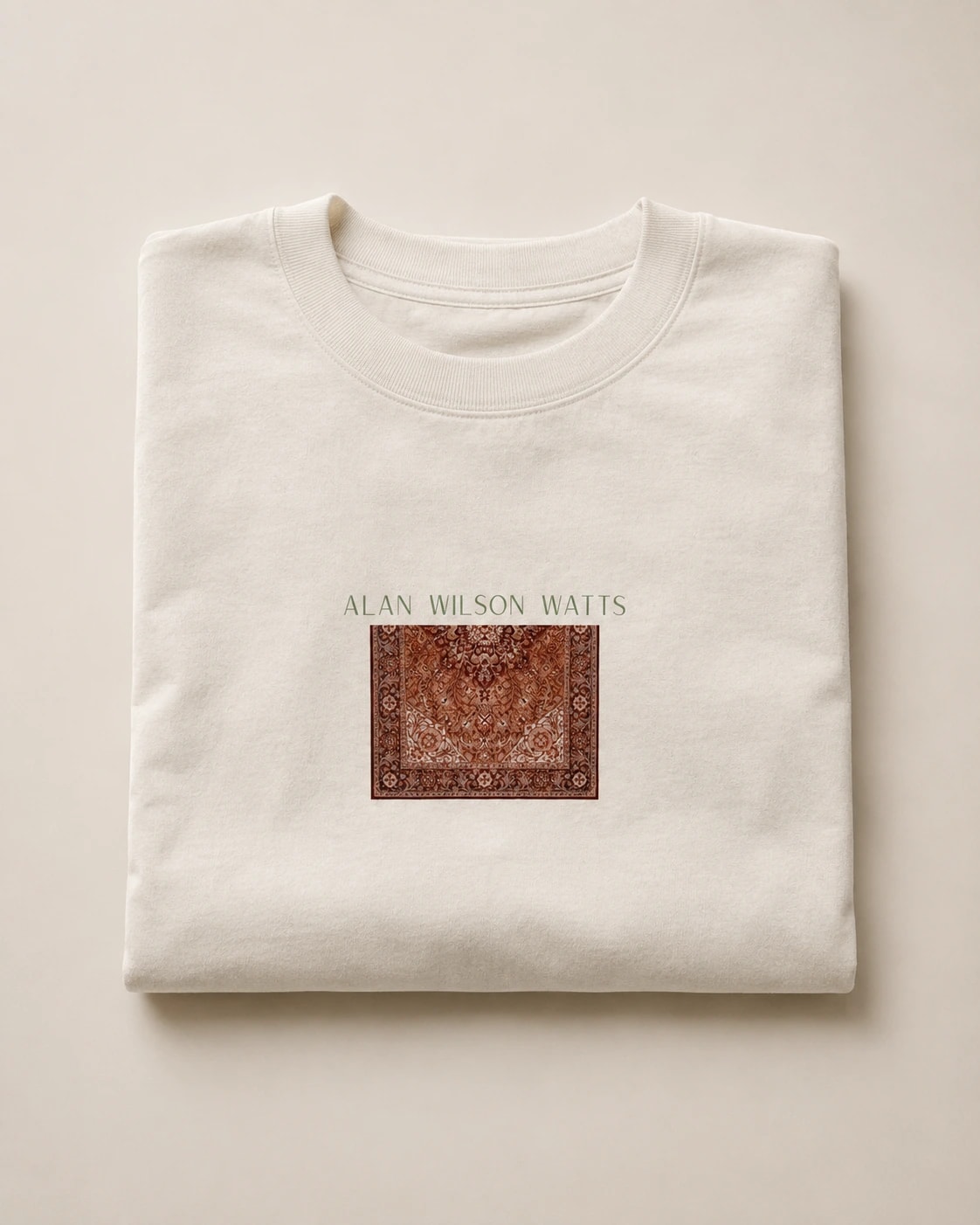Alan Watts Tee, Faded Bone, folded flat