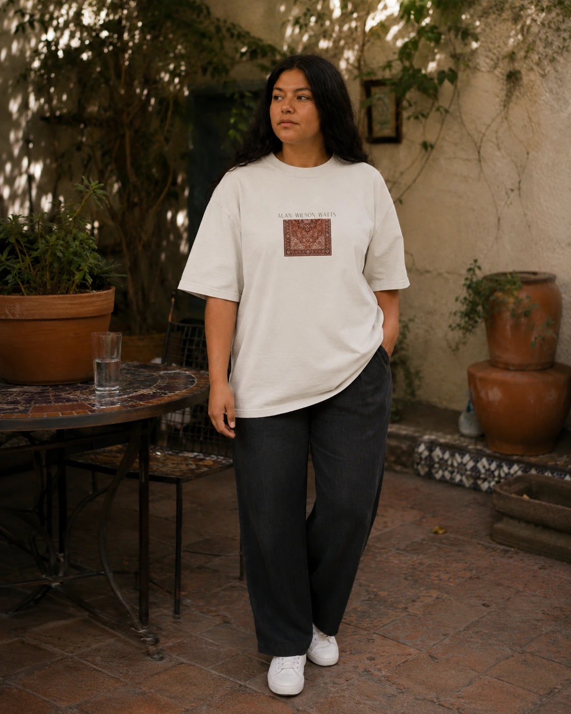 Alan Watts Tee, Faded Bone, featured
