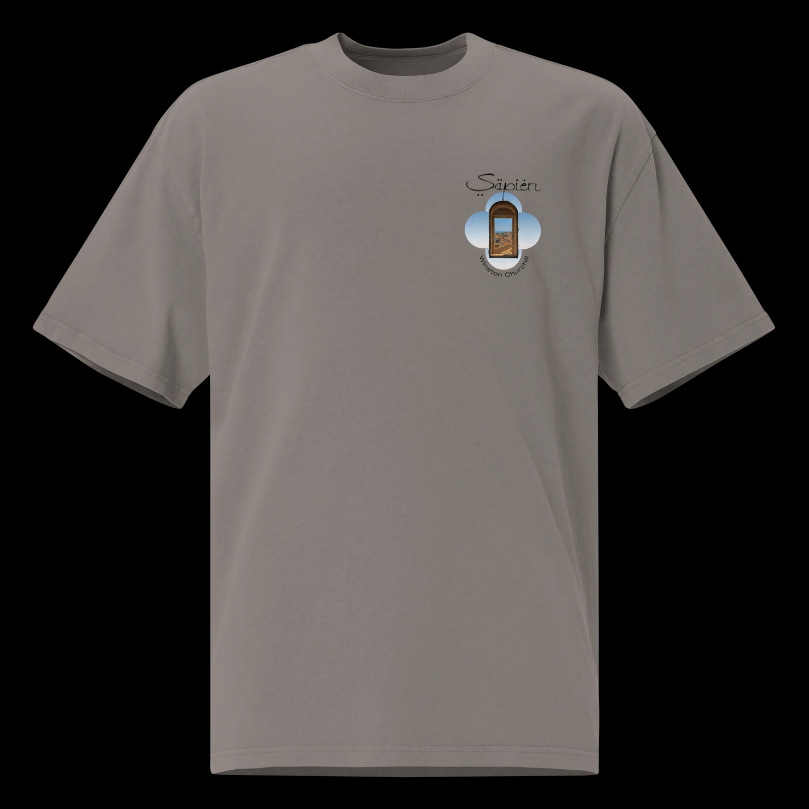Winston Churchill Tee, Faded Grey, front