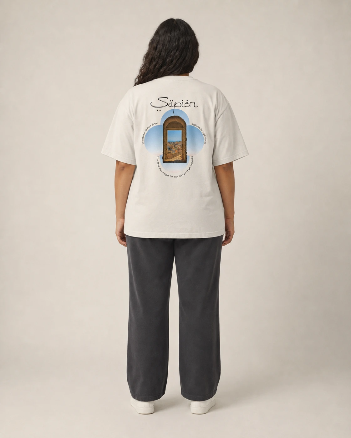 Winston Churchill Tee, Faded Bone, worn, back