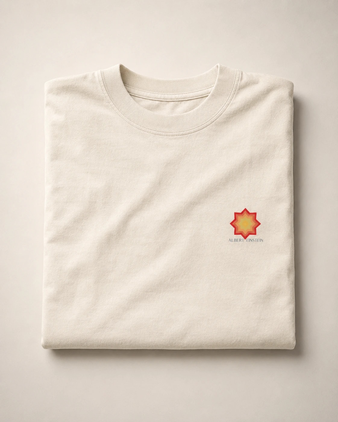 Albert Einstein Tee, Faded Bone, folded flat