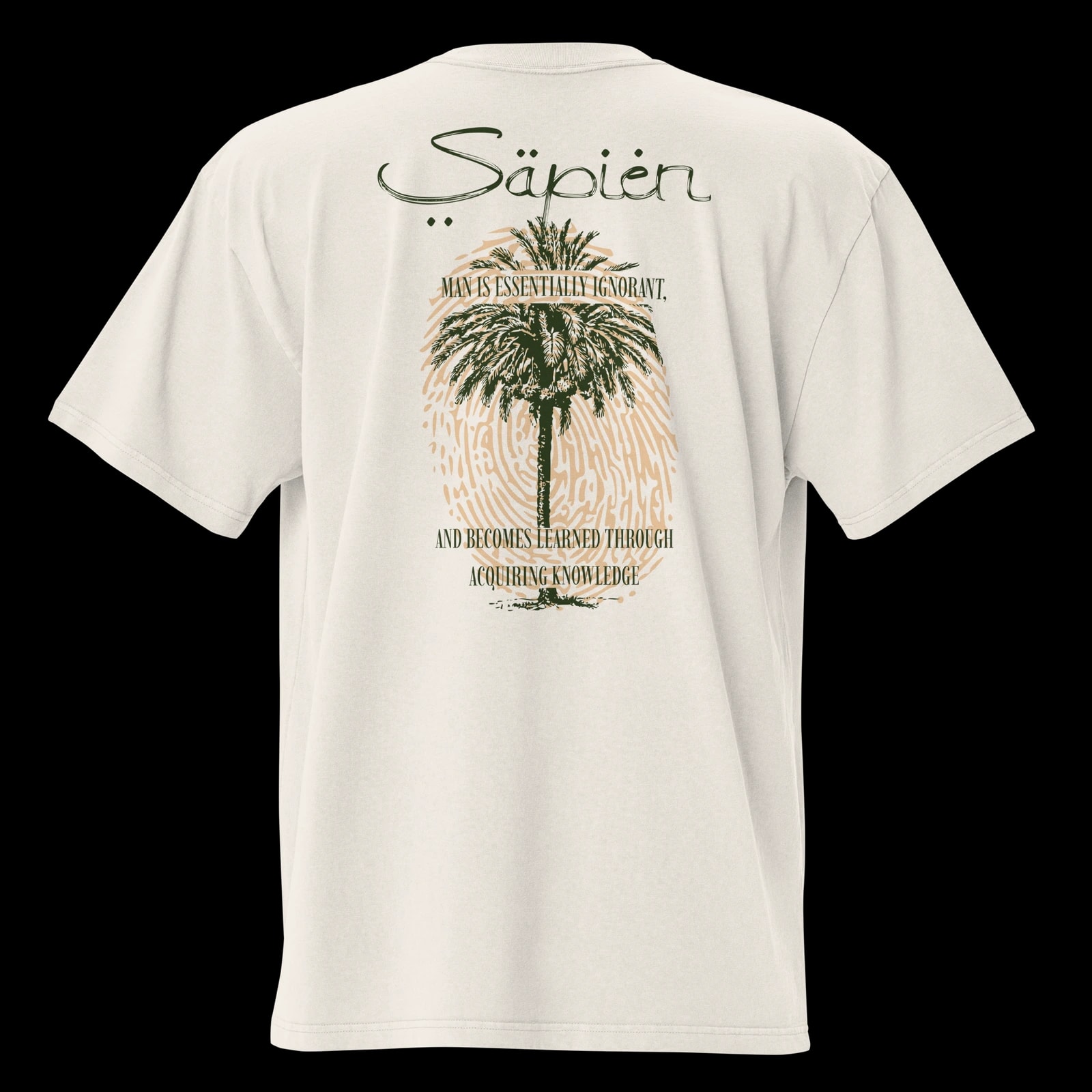 Ibn Khaldun Tee, Faded Bone, print detail
