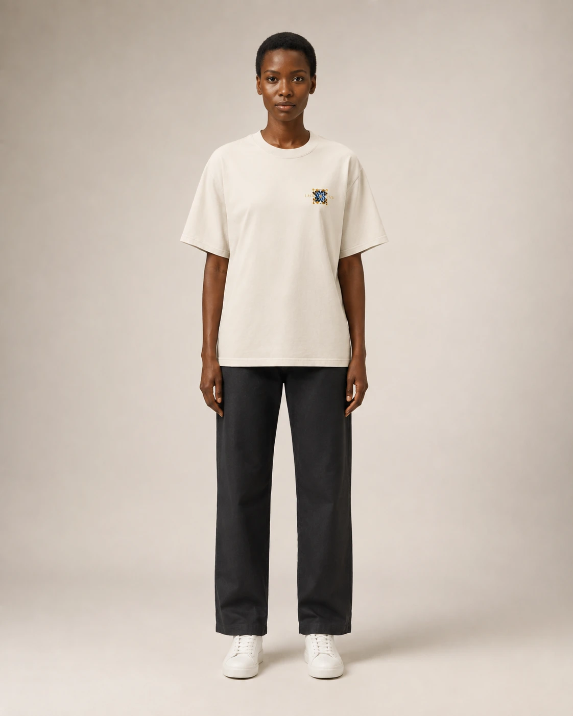 Lao Tzu Tee, Faded Bone, worn, front
