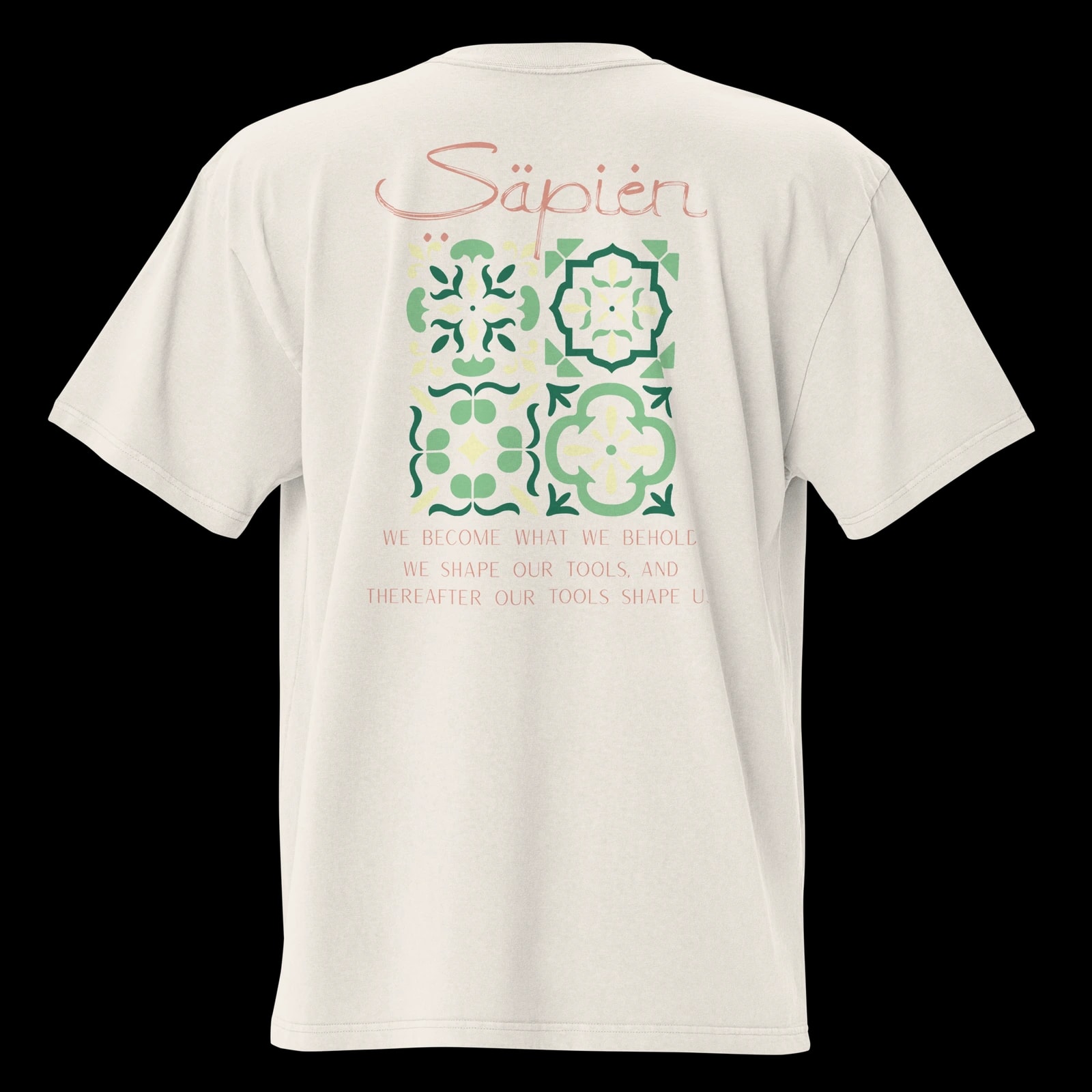 Marshall McLuhan Tee, Faded Bone, print detail