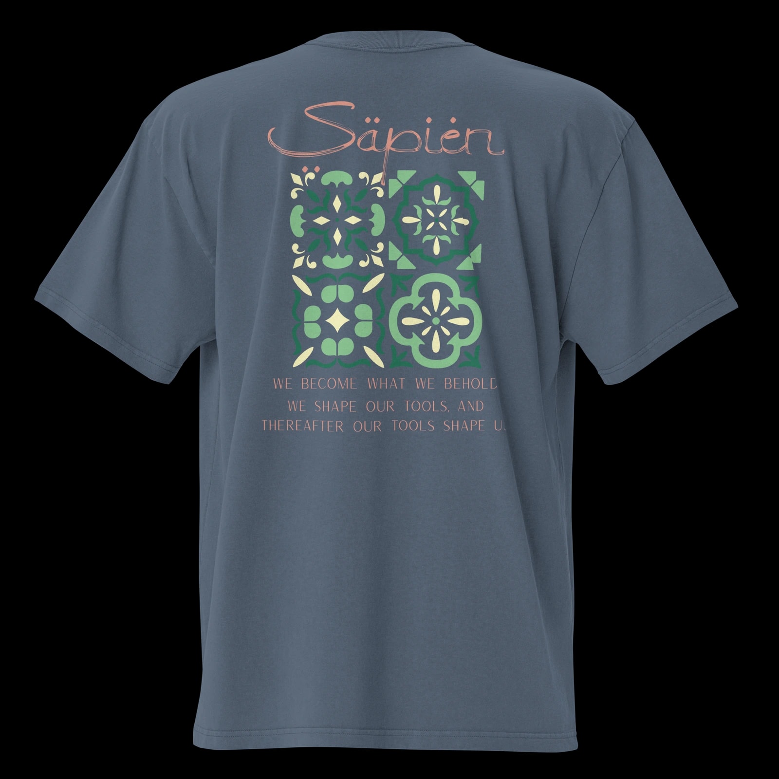 Marshall McLuhan Tee, Faded Indigo, print detail