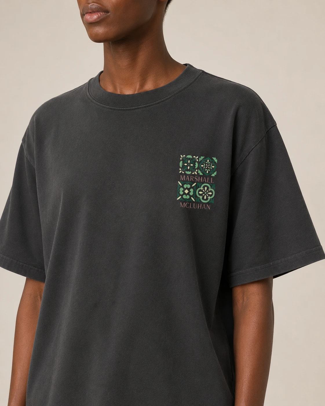 Marshall McLuhan Tee, Faded Black, print detail