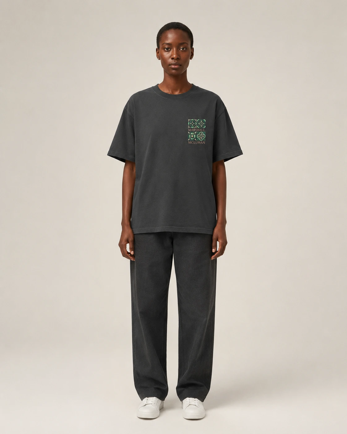 Marshall McLuhan Tee, Faded Black, worn, front