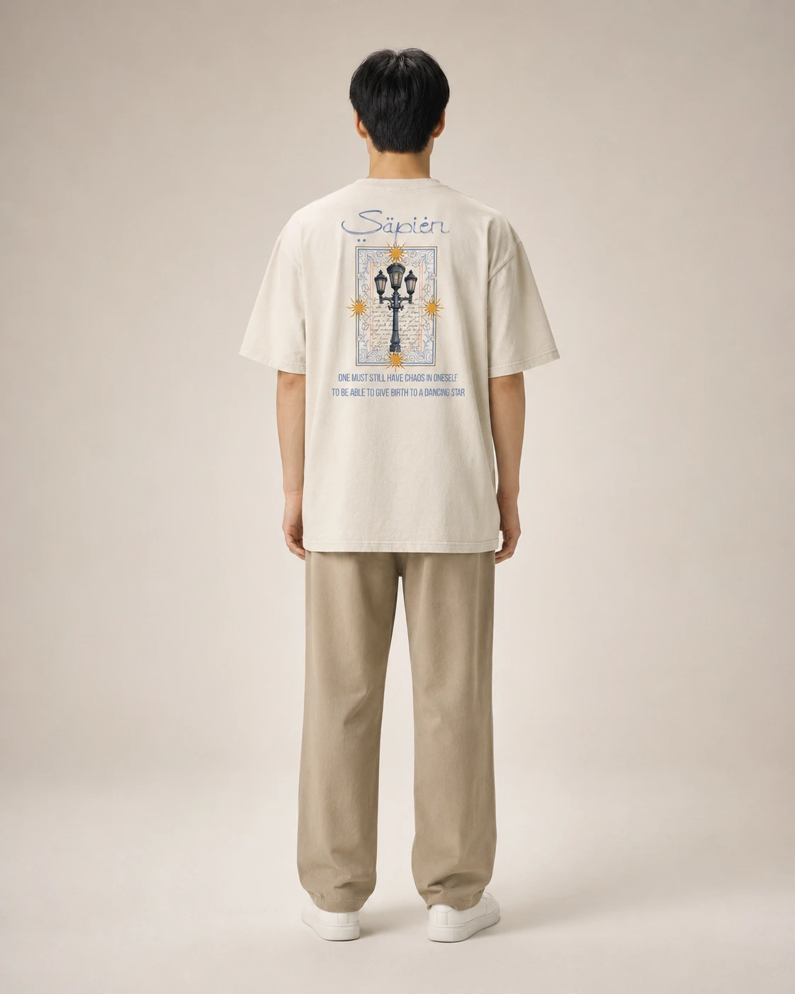 Friedrich Nietzsche Tee, Faded Bone, worn, back