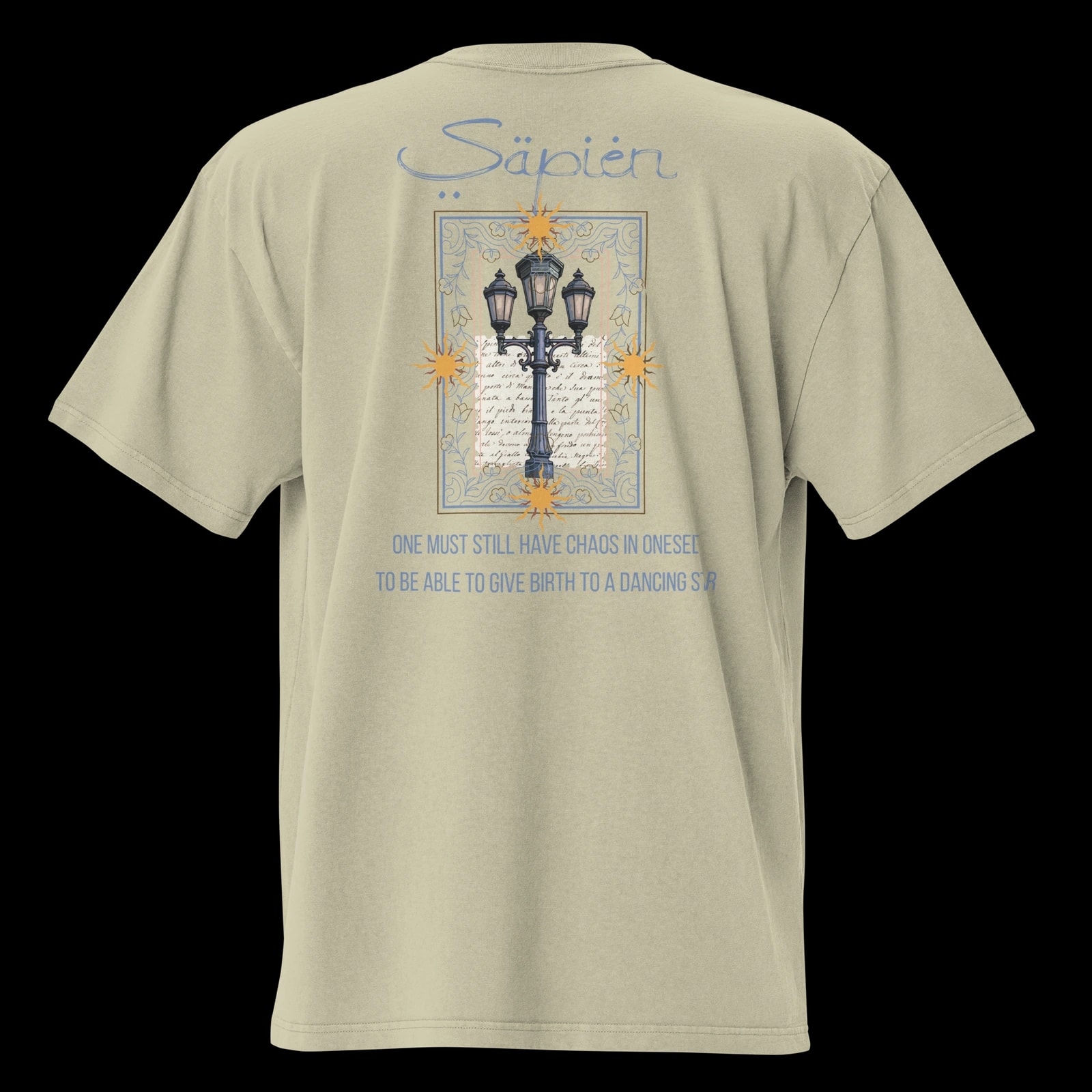 Friedrich Nietzsche Tee, Faded Eucalyptus, print detail