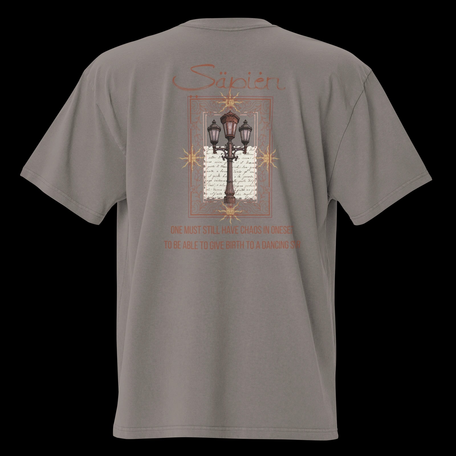 Friedrich Nietzsche Tee, Faded Grey, print detail