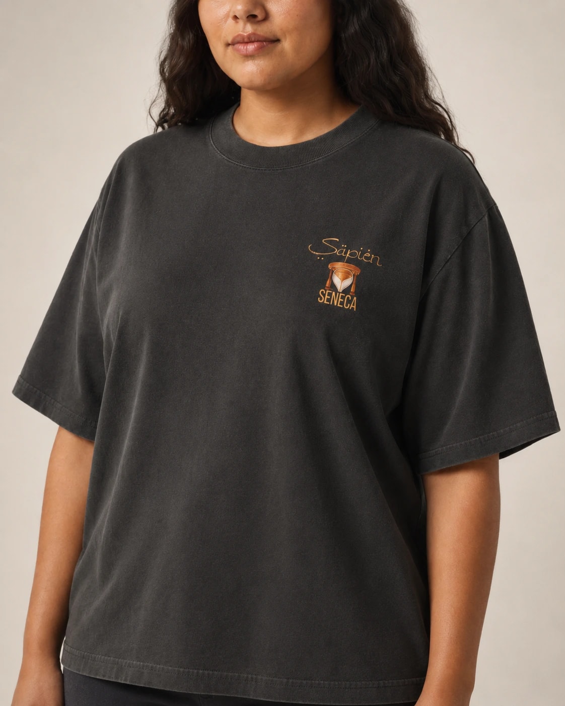 Seneca Tee, Faded Black, print detail
