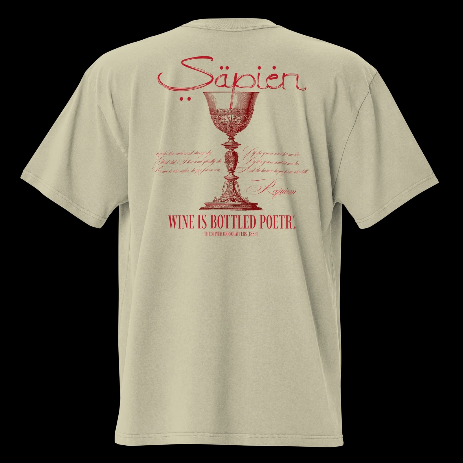 Robert Louis Stevenson Tee, Faded Eucalyptus, print detail