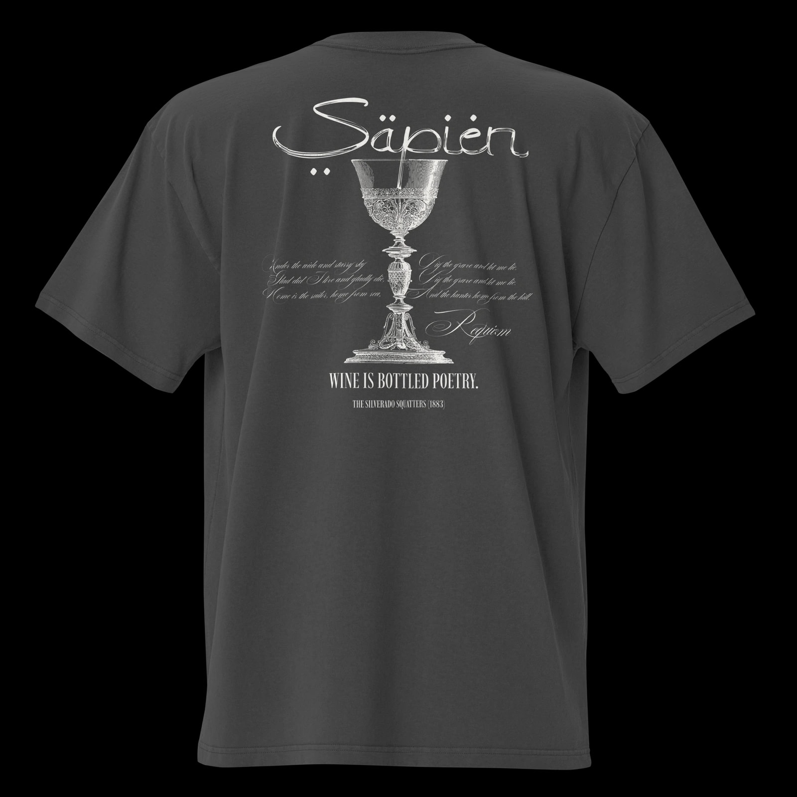 Robert Louis Stevenson Tee, Faded Black, print detail