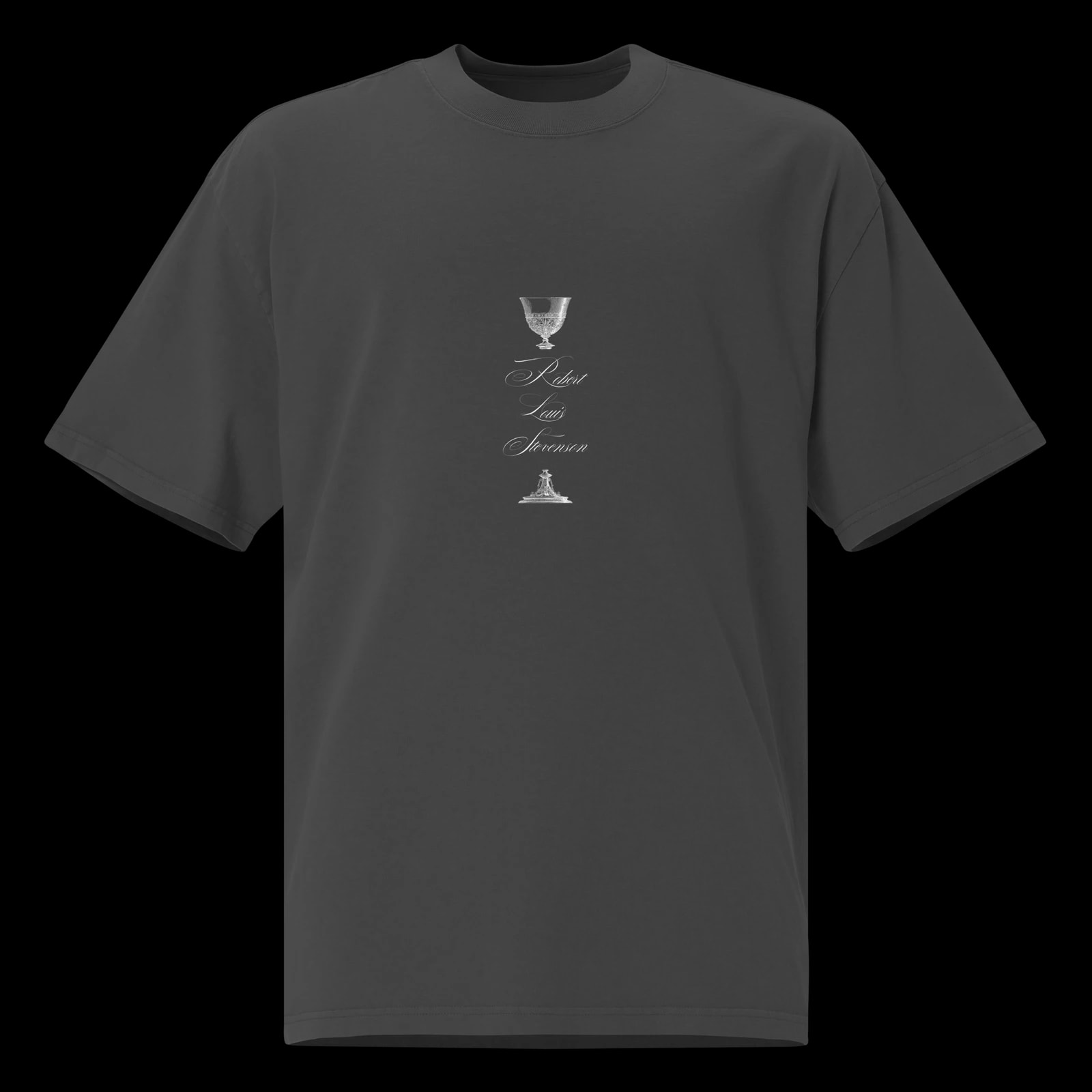 Robert Louis Stevenson Tee, Faded Black, front