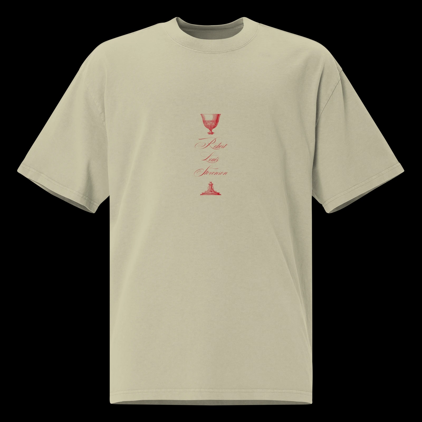 Robert Louis Stevenson Tee, Faded Eucalyptus, front