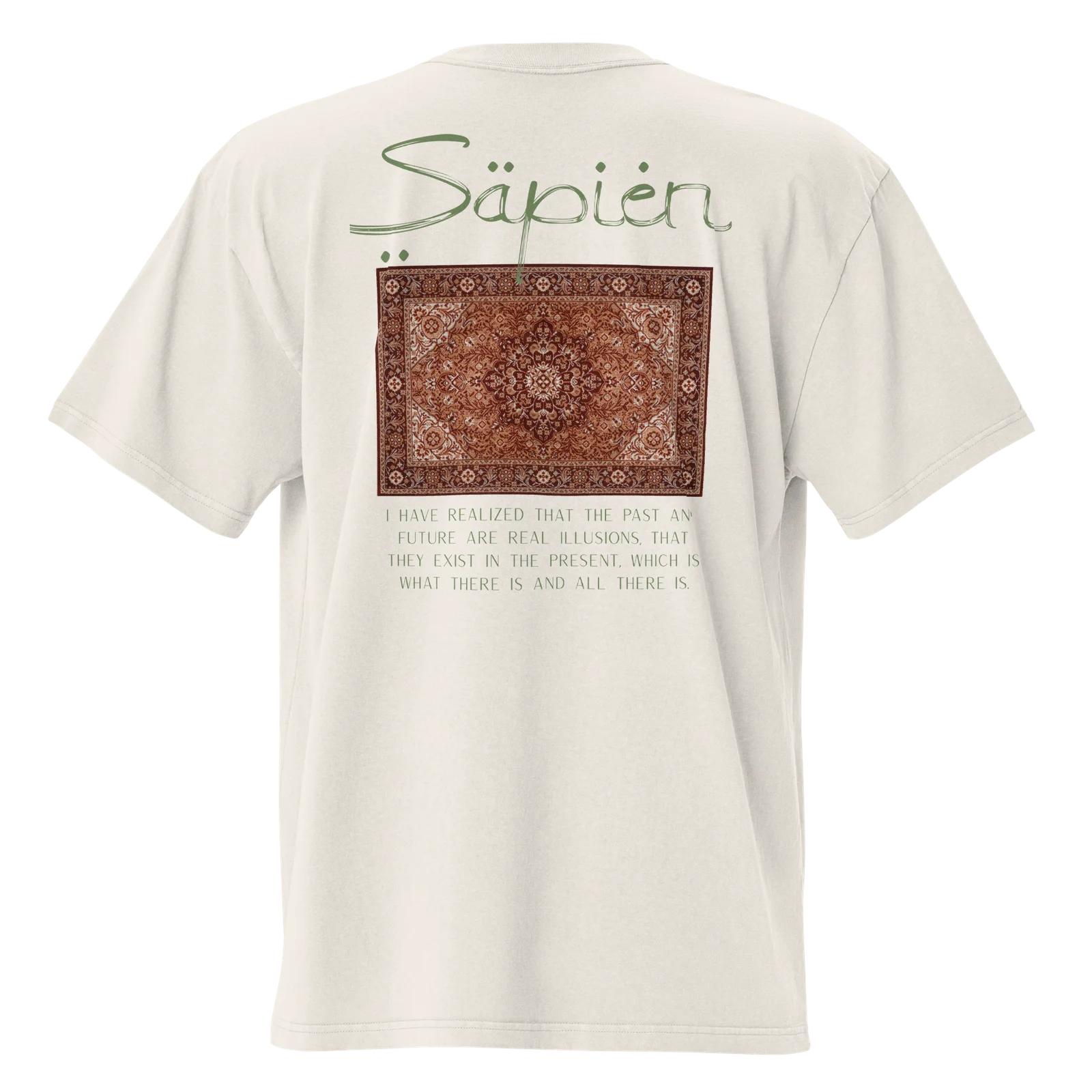 Alan Watts Tee, Faded Bone, print detail