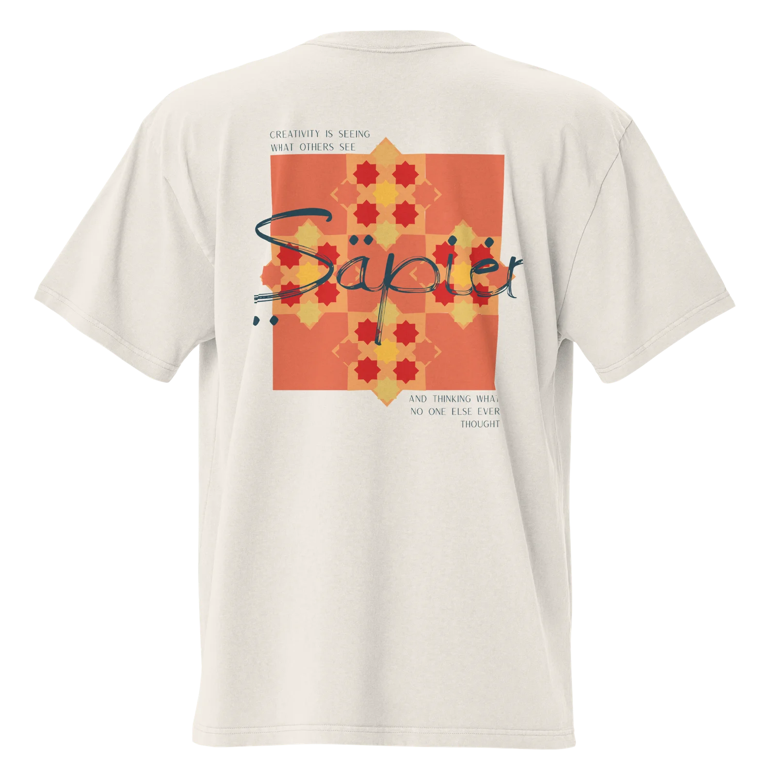Albert Einstein Tee, Faded Bone, print detail